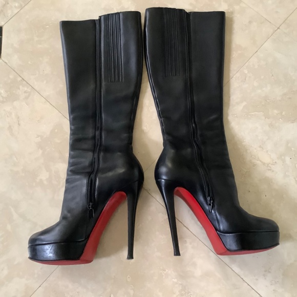 Christian Louboutin Black leather knee high  Bianca Botta 140 Boot size 39.5 IT - Picture 2 of 14